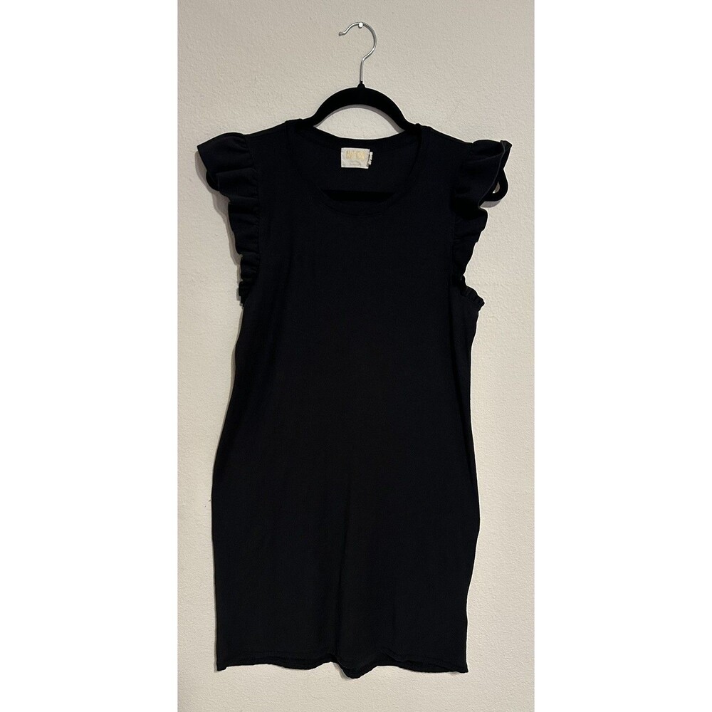 Nation LTD Elliot Fused Ruffle Women’s Dress Black /Dark Gray Size S Pima Cotton - Picture 5 of 13